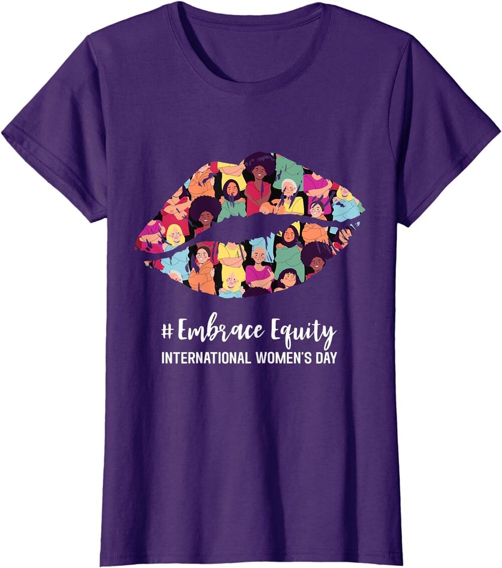 International Women's Day Embrace Equity Lips For Women T-Shirt Small